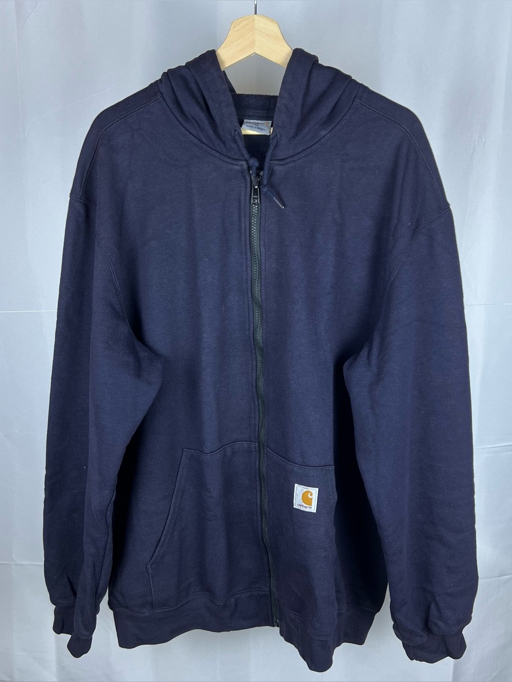 Y2K Carhartt Classic Full Zip Heavyweight Hoodie Mens XL Regular 102974-410 Navy